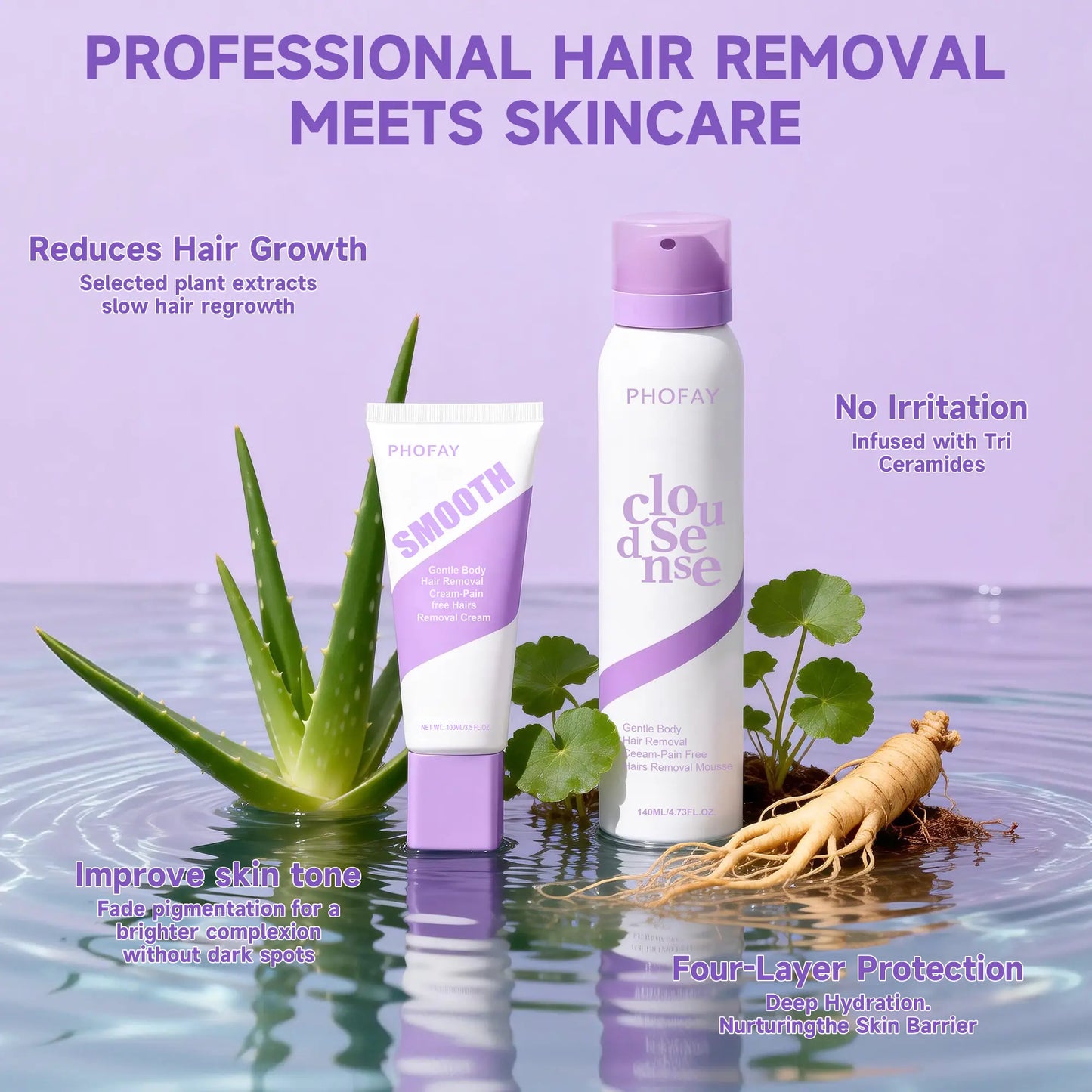 Bikini Pain-Free Hair Removal Cream for Sensitive Skin, Hypoallergenic Formula-Gentle & Fast-Acting Depilatory with Citrus Scent, Aloe & Hyaluronic Acid for Soothing Care, Suitable for Men & Women